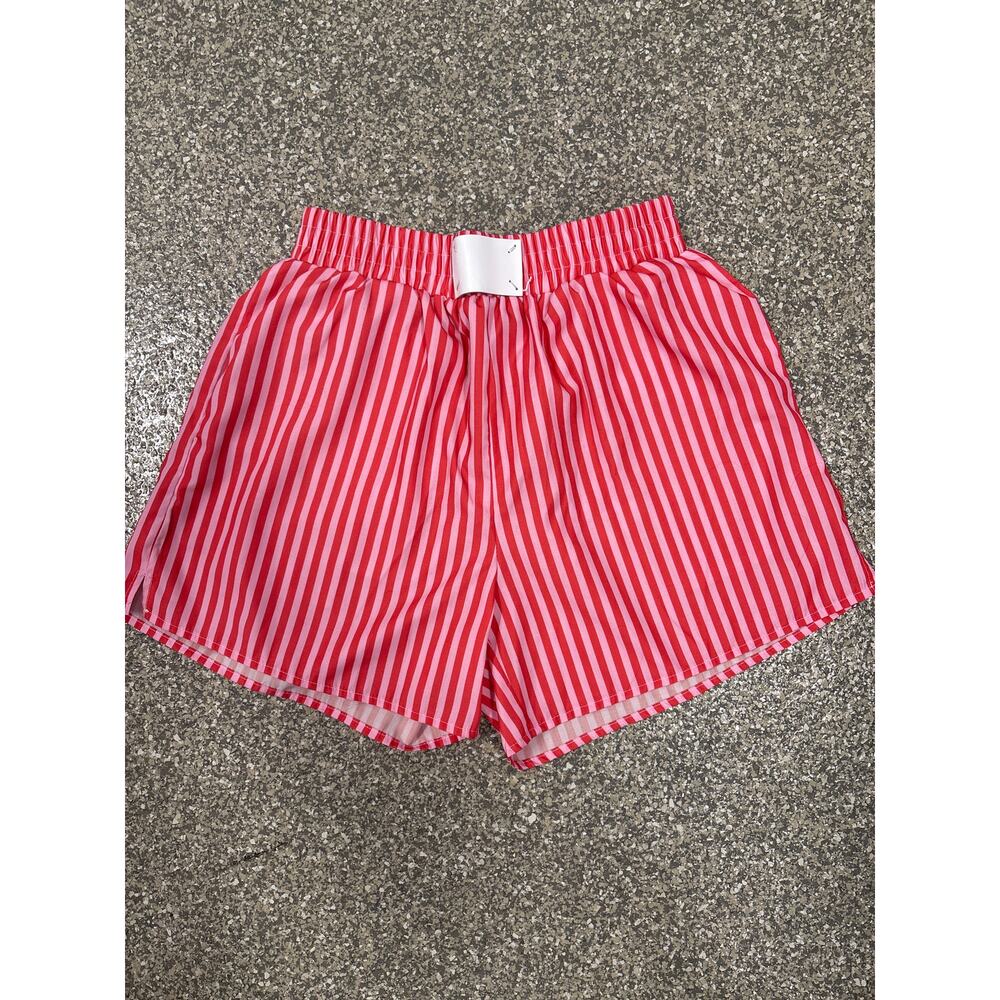 Pink and red striped shorts